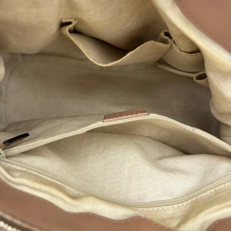 Gucci Beige Canvas Leather Two-Way HandBag Medium