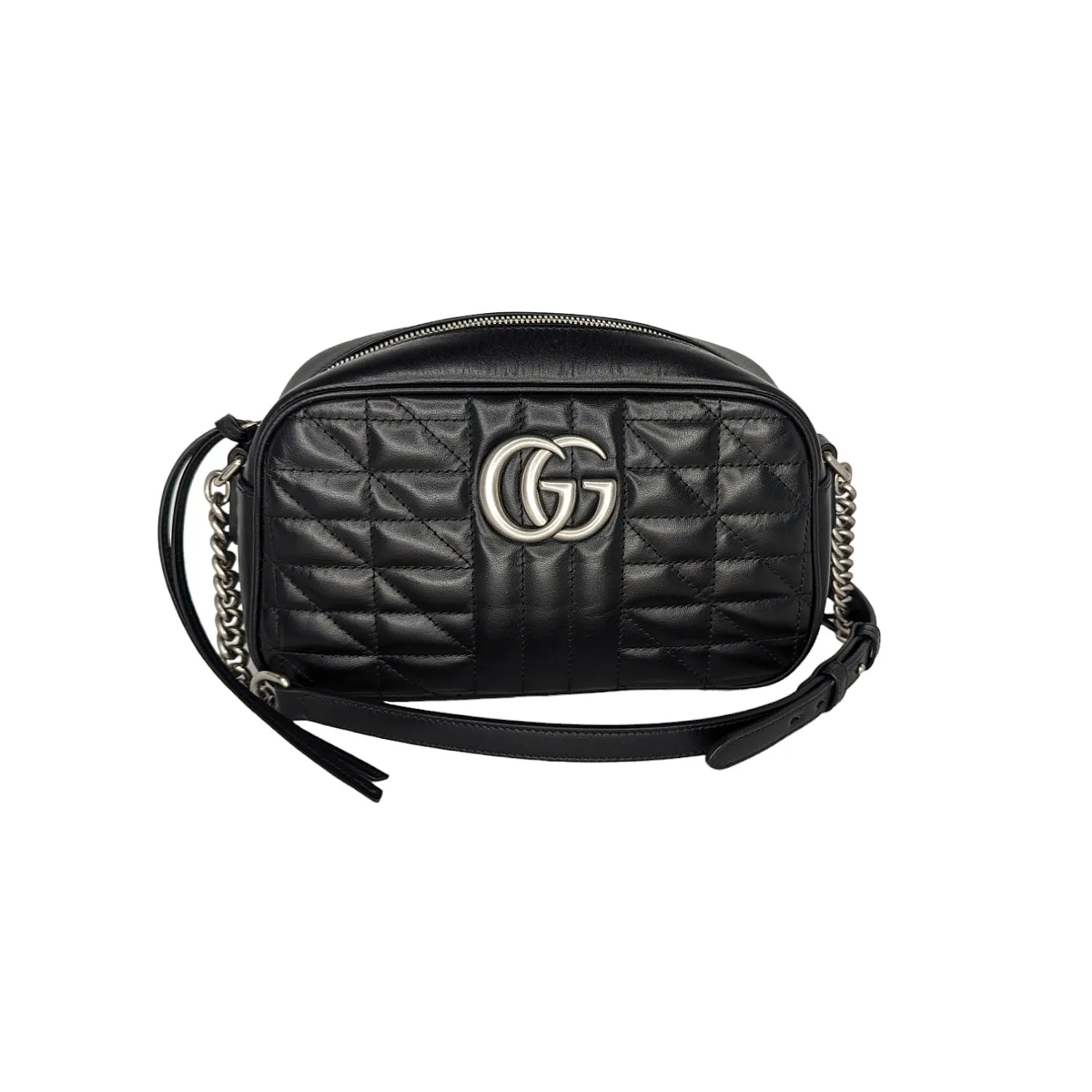 Gucci Black Small Aria Marmont Crossbody Matelasse Camera Bag