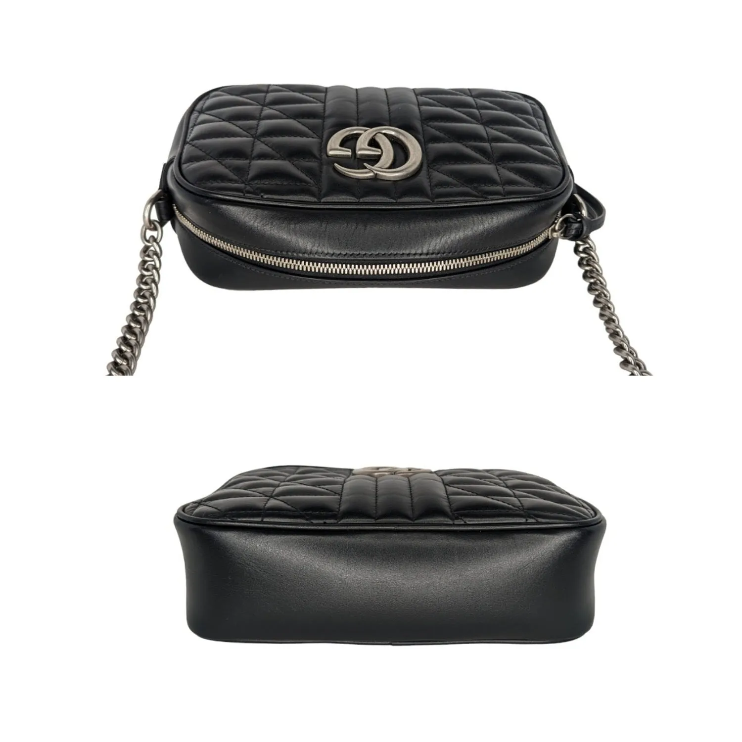 Gucci Black Small Aria Marmont Crossbody Matelasse Camera Bag