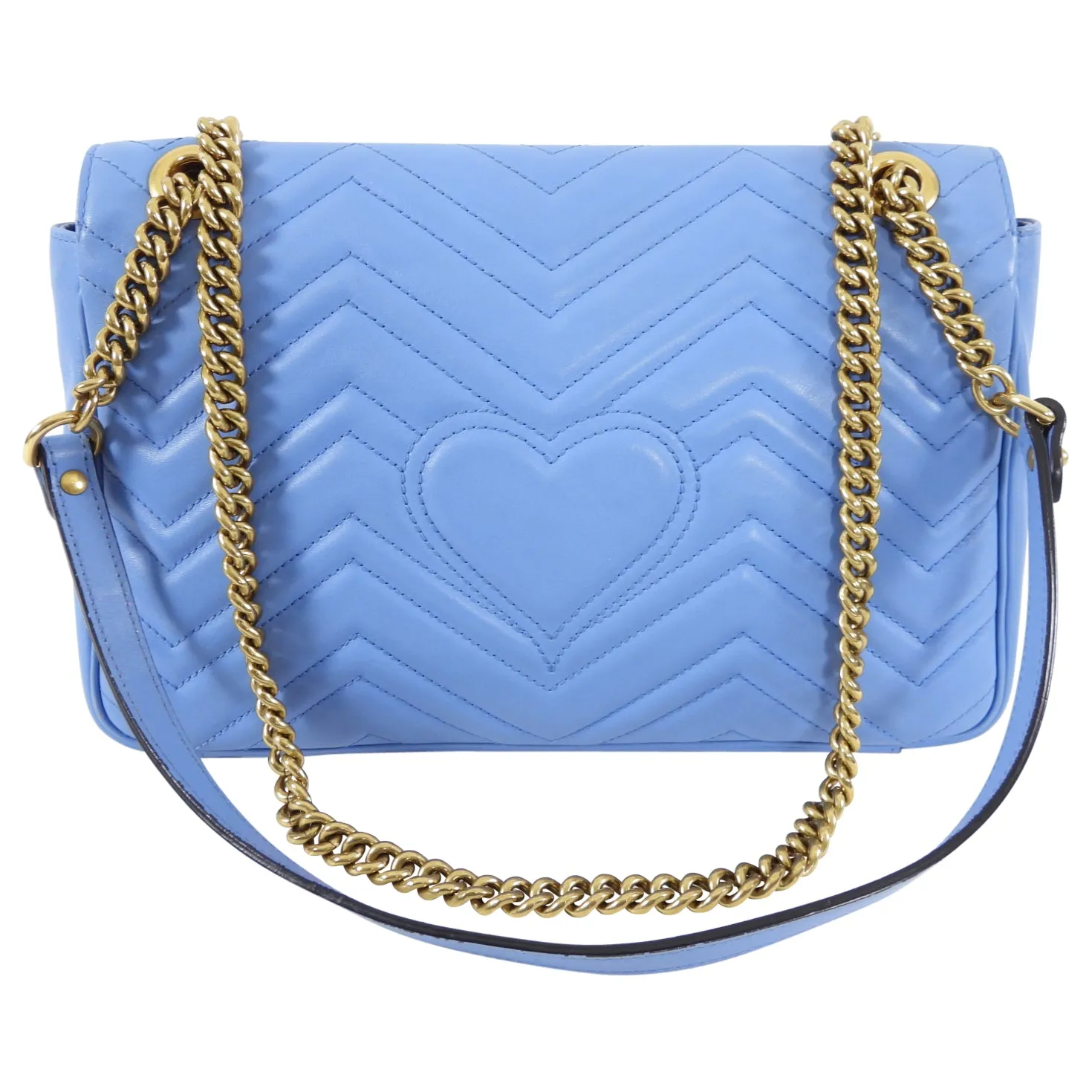 Gucci Blue Leather Medium Quilted Marmont Shoulder Bag