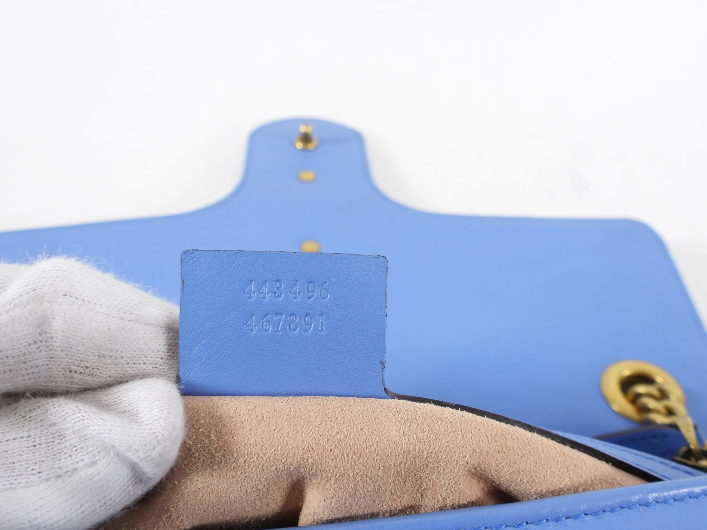Gucci Blue Leather Medium Quilted Marmont Shoulder Bag