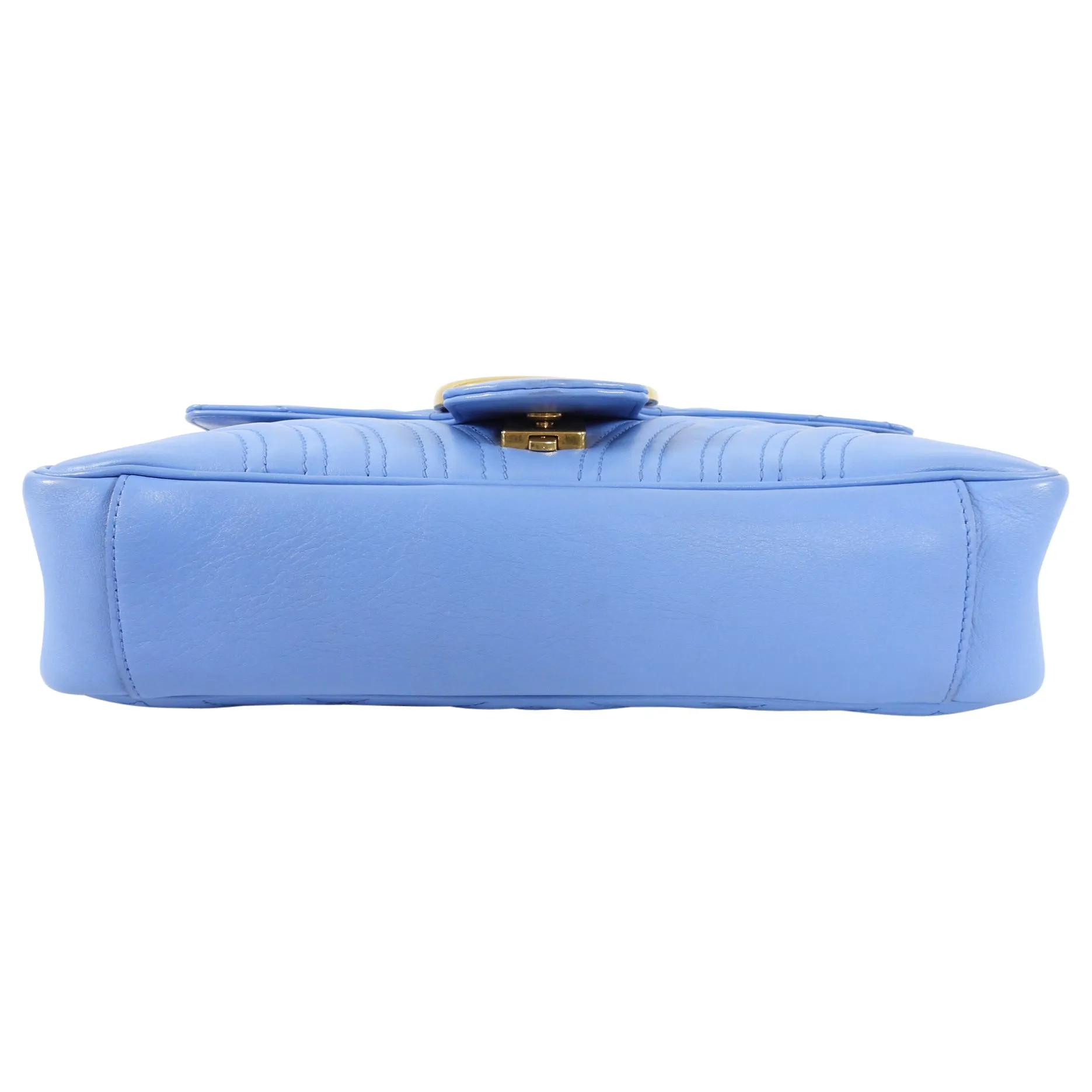 Gucci Blue Leather Medium Quilted Marmont Shoulder Bag