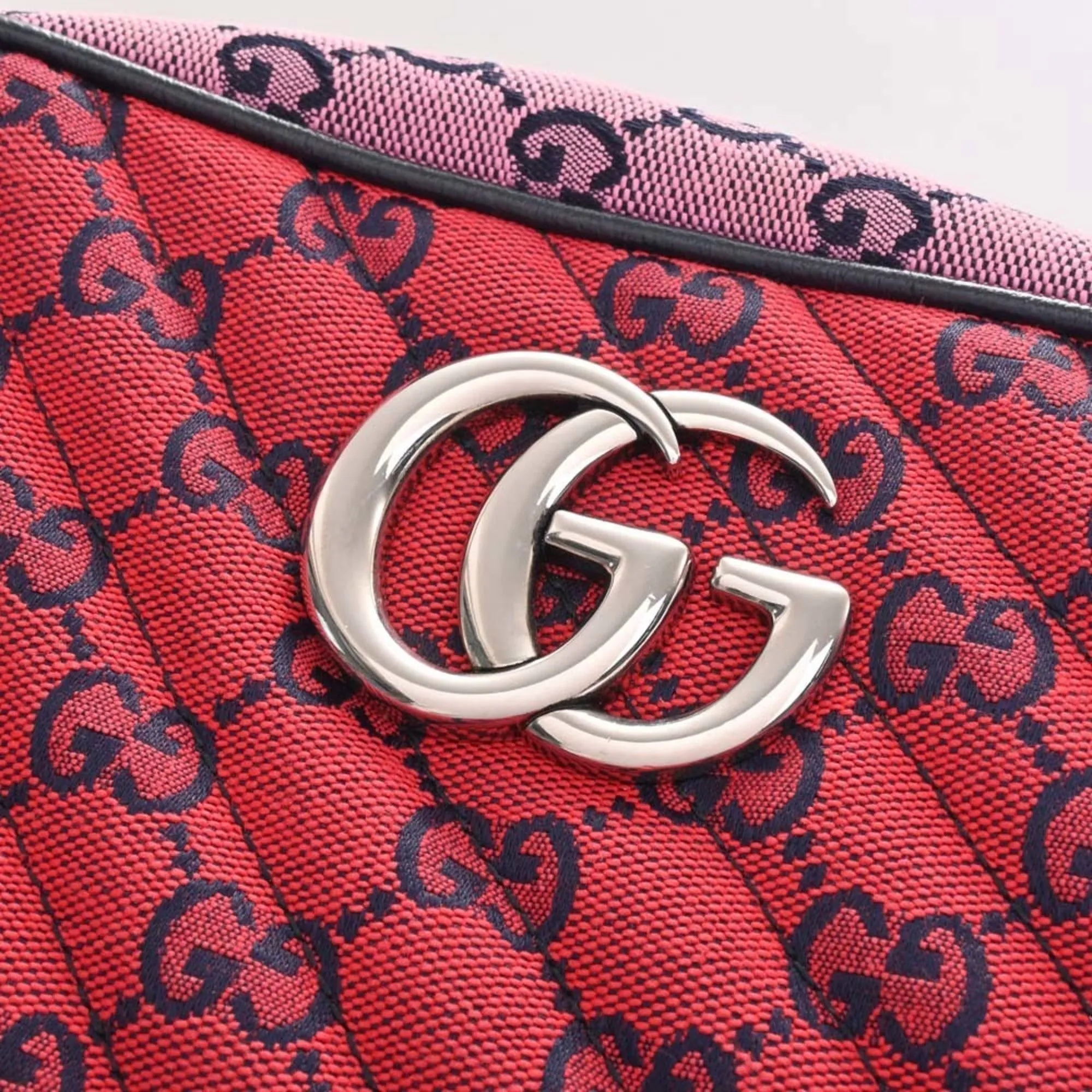 GUCCI GG Marmont Canvas Leather Chain Shoulder Bag 447632 Multicolor Women's