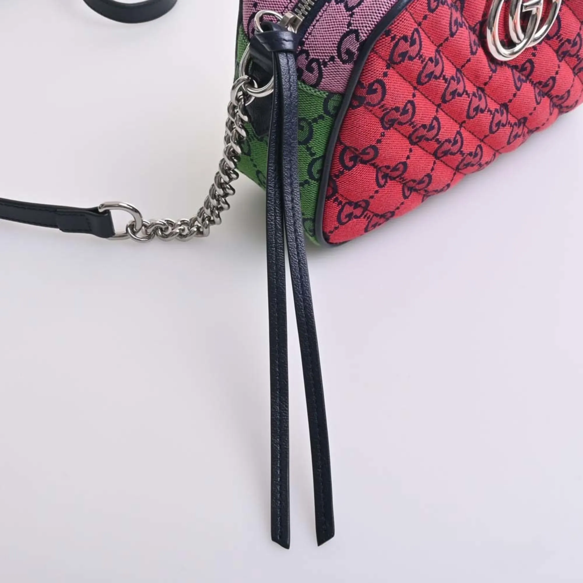GUCCI GG Marmont Canvas Leather Chain Shoulder Bag 447632 Multicolor Women's