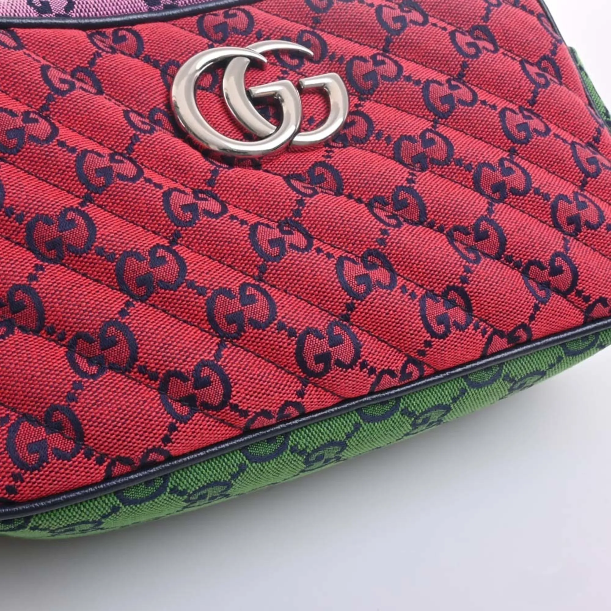 GUCCI GG Marmont Canvas Leather Chain Shoulder Bag 447632 Multicolor Women's