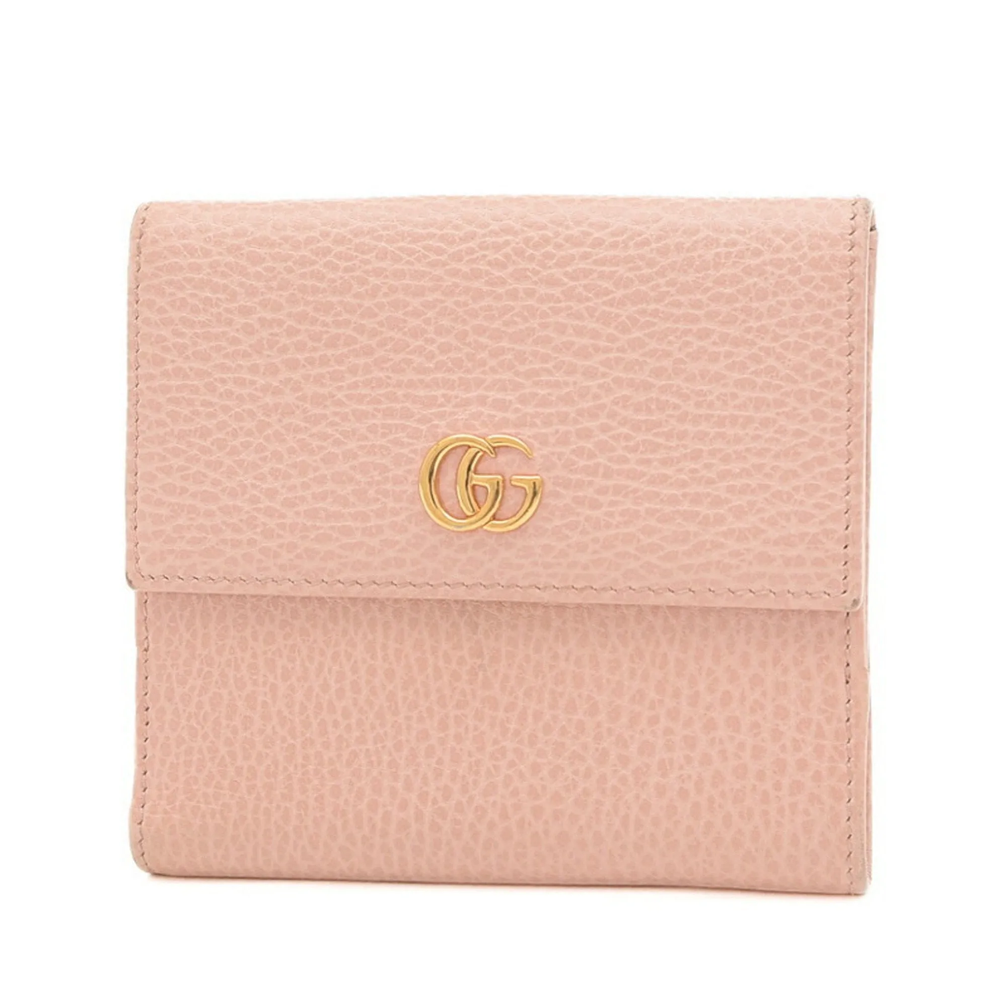 GUCCI GG Marmont Compact Wallet Leather Pink 456122