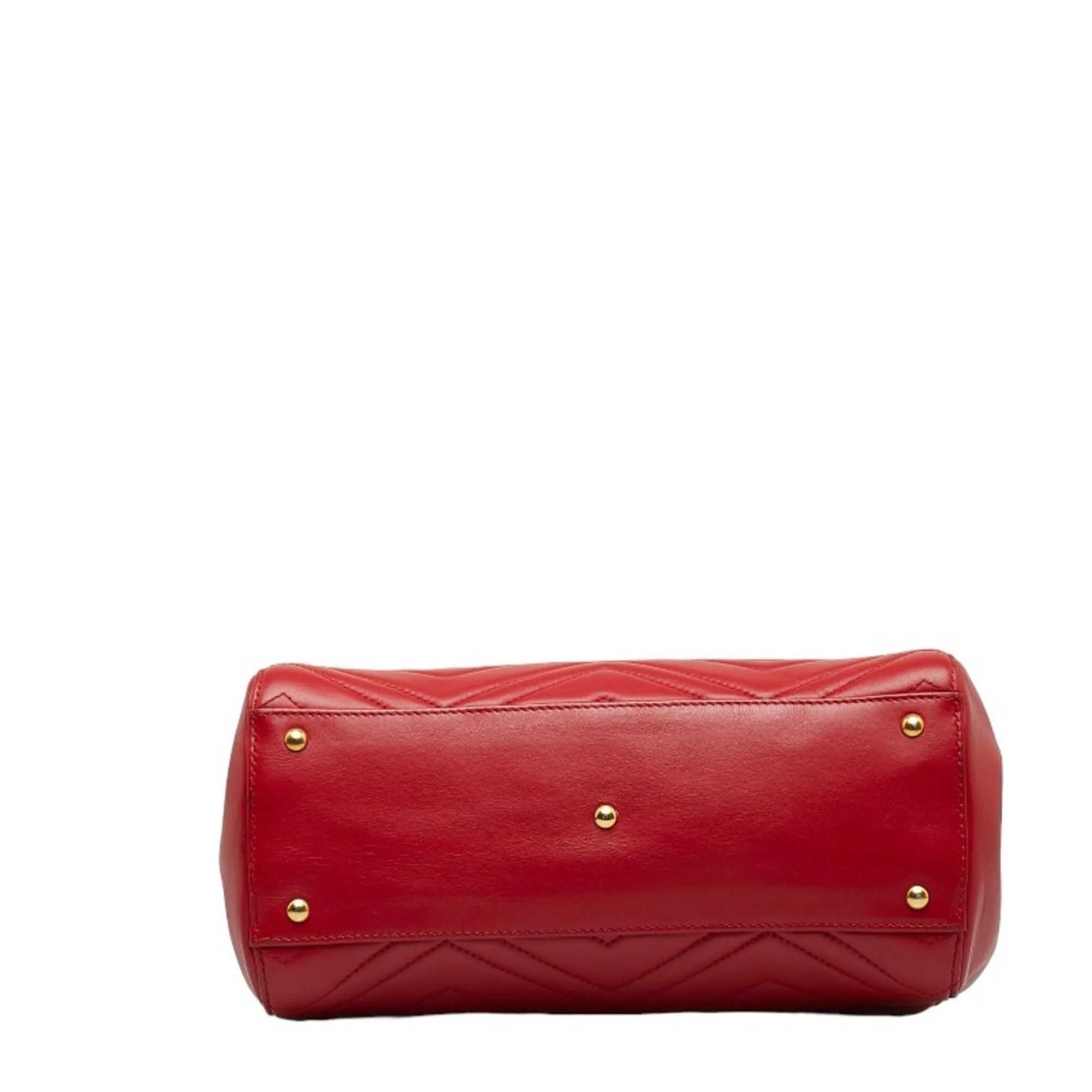 Gucci GG Marmont Quilted Handbag Shoulder Bag 448054 Red Leather Women's