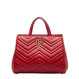 Gucci GG Marmont Quilted Handbag Shoulder Bag 448054 Red Leather Women's