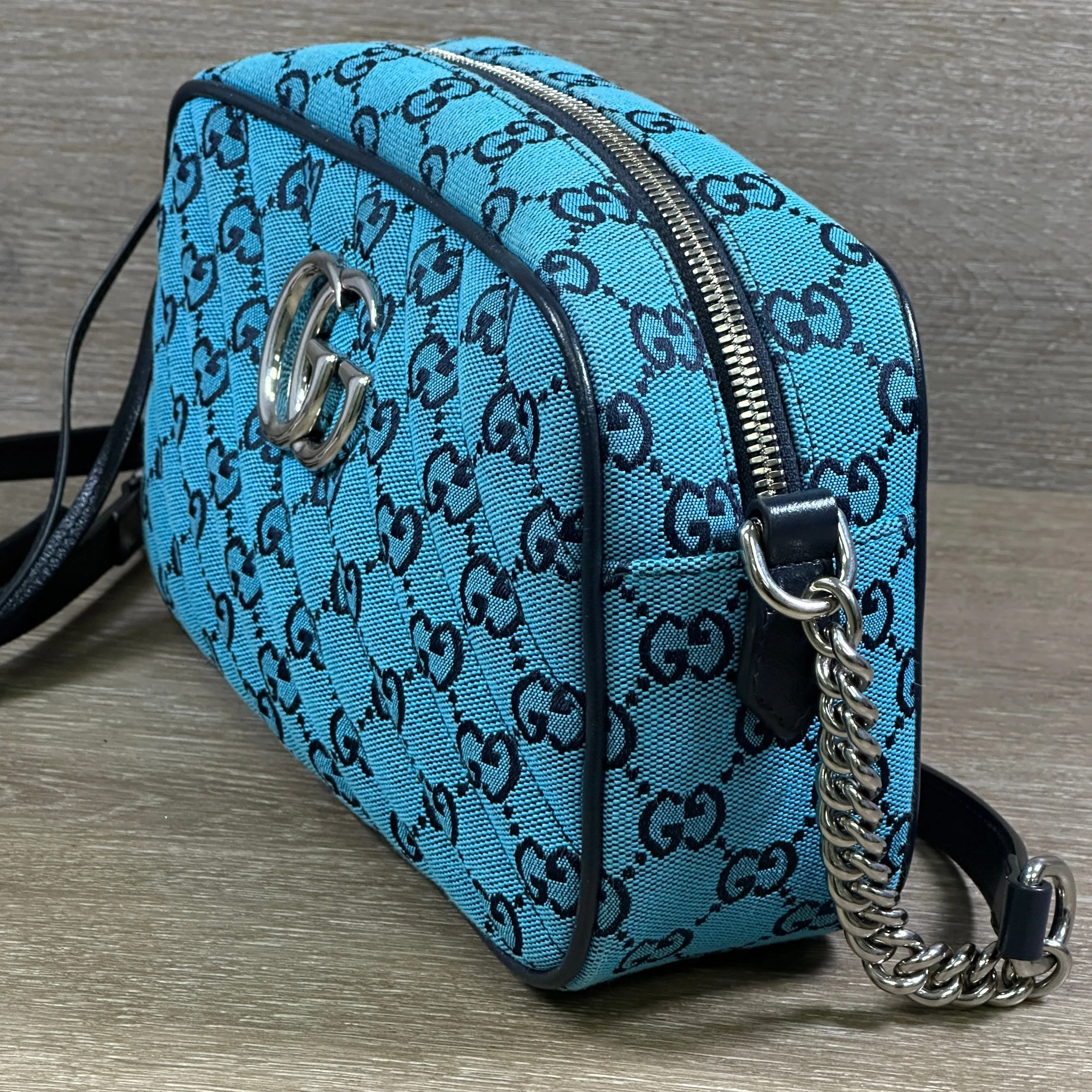 Gucci GG Marmont Shoulder Bag - Quilted Canvas - Blue