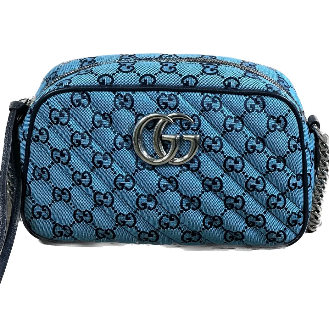 Gucci GG Marmont Shoulder Bag - Quilted Canvas - Blue