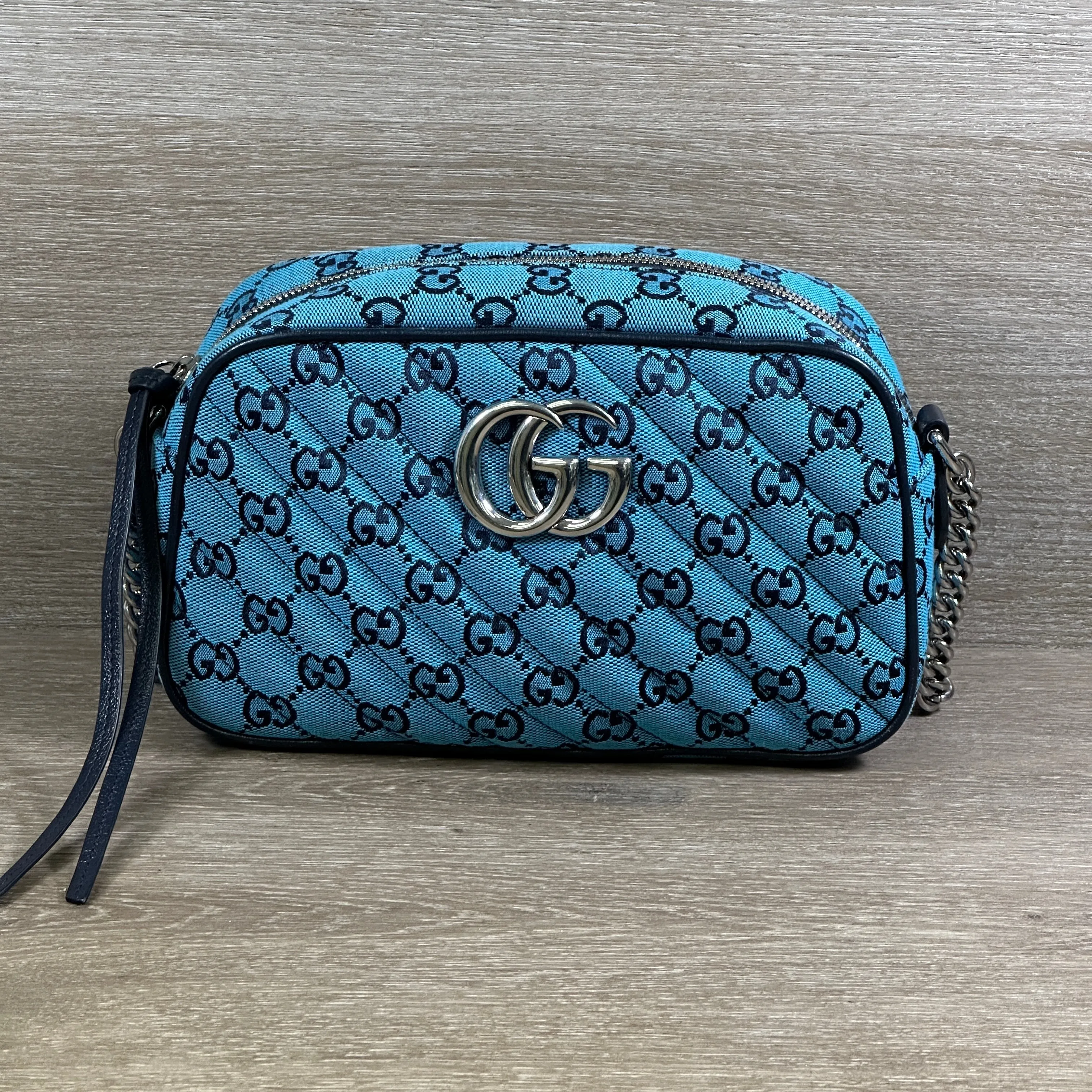 Gucci GG Marmont Shoulder Bag - Quilted Canvas - Blue