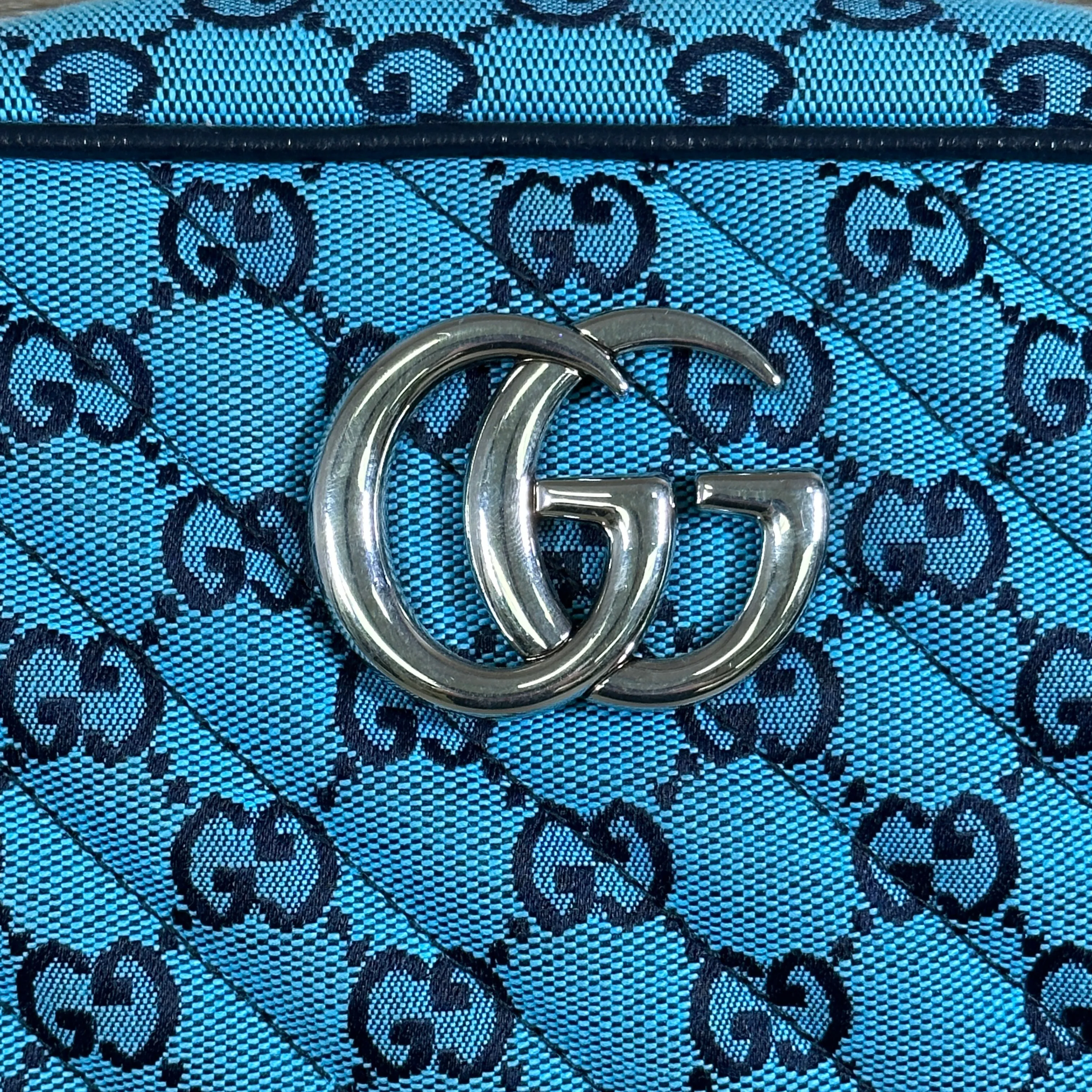 Gucci GG Marmont Shoulder Bag - Quilted Canvas - Blue