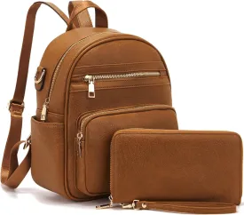 Idesort Small Backpack Purse for Women Girls Cute Backpacks Purse set with Wallet Convertible Shoulder bag