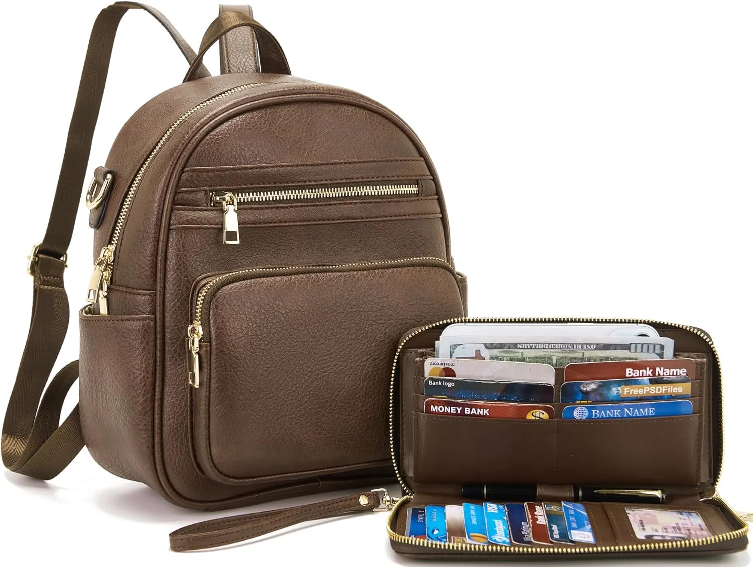 Idesort Small Backpack Purse for Women Girls Cute Backpacks Purse set with Wallet Convertible Shoulder bag