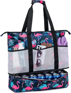 JIANYA Beach Bag XL Women Waterproof Beach Tote Pool Bags with Cooler Sandproof Beach Essentials for Beach Vacation Travel