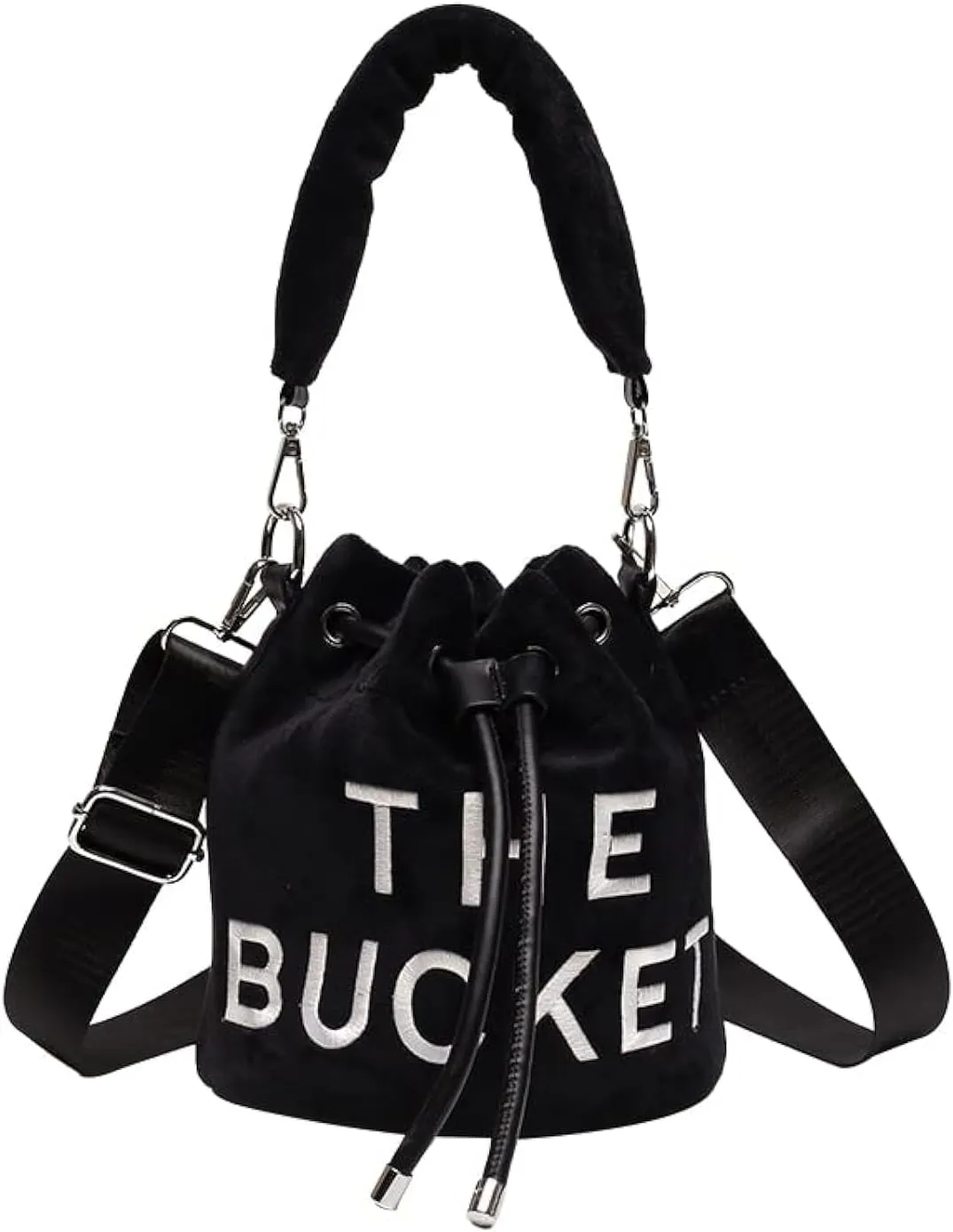 JQAliMOVV Mini Crossbody Bucket Bags for Women Trendy Velvet Bucket Purse Hobo Drawstring Handbags
