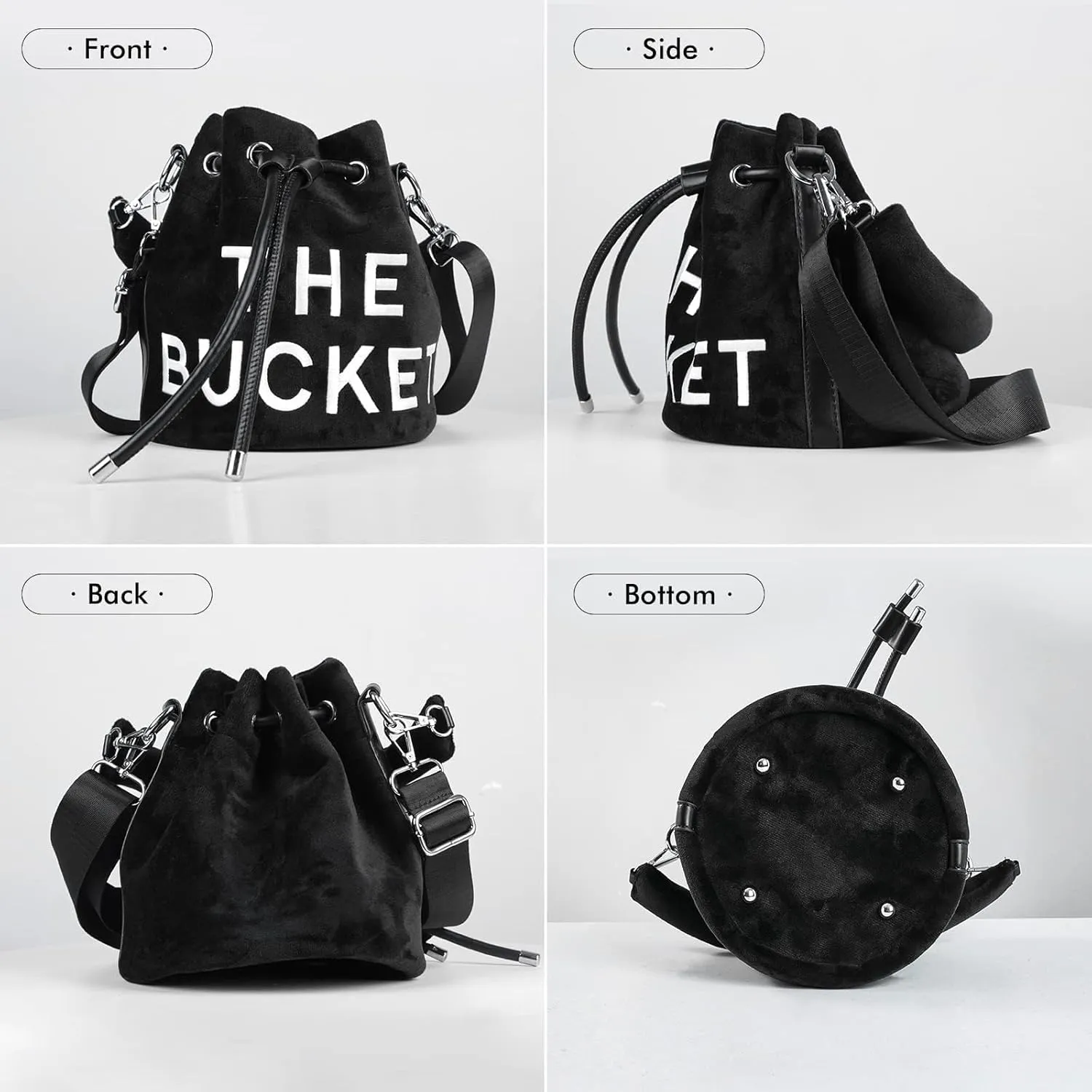 JQAliMOVV Mini Crossbody Bucket Bags for Women Trendy Velvet Bucket Purse Hobo Drawstring Handbags