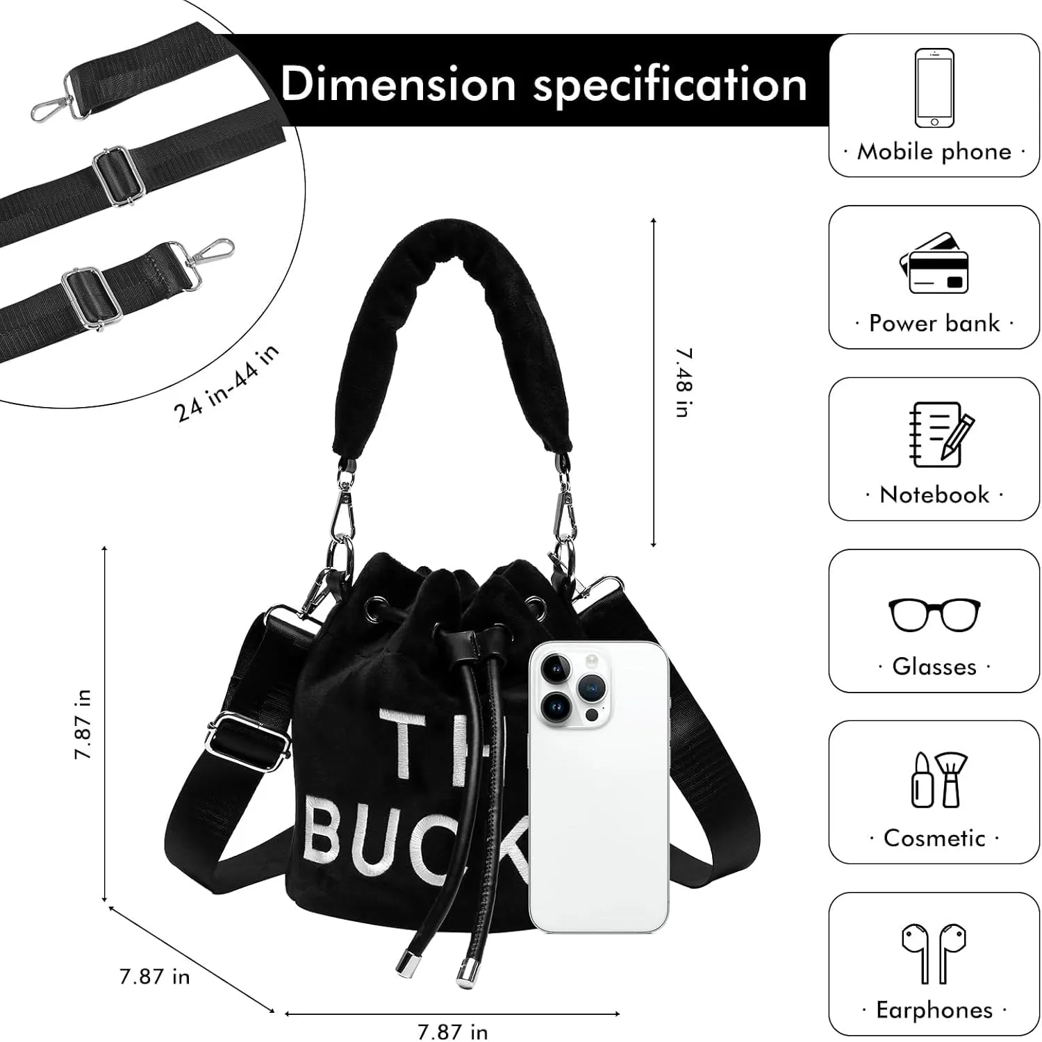 JQAliMOVV Mini Crossbody Bucket Bags for Women Trendy Velvet Bucket Purse Hobo Drawstring Handbags