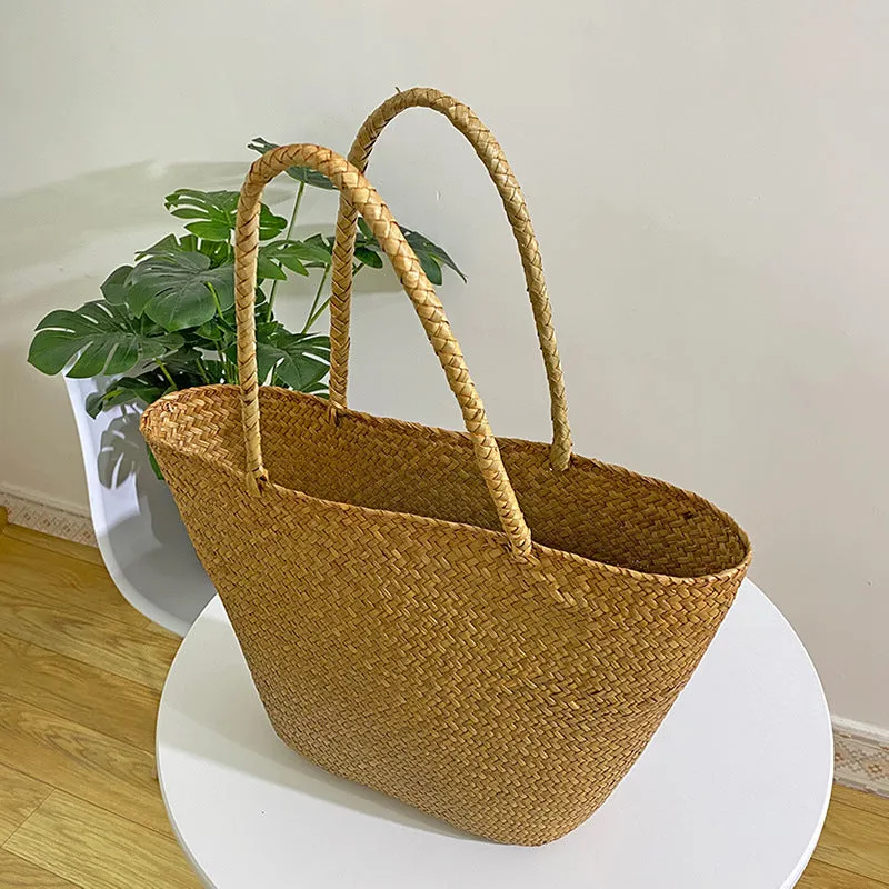Large Capacity Rattan Straw Woven Tote Bag