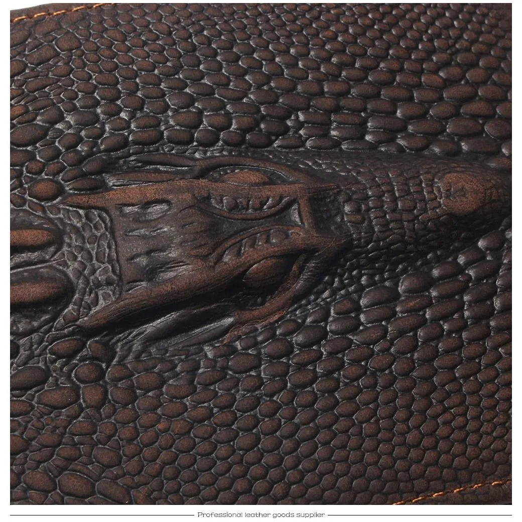 Luxury CrocHead Leather Wallet with Card Page