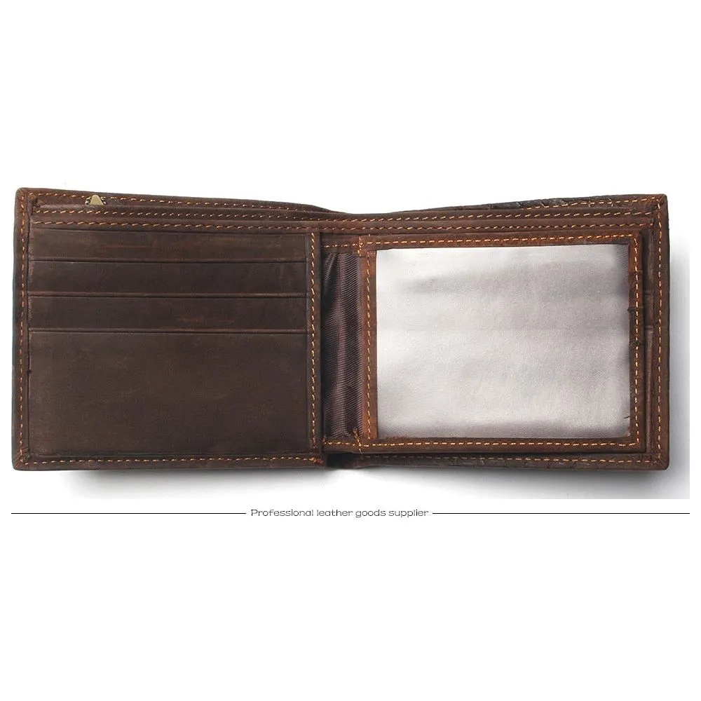 Luxury CrocHead Leather Wallet with Card Page