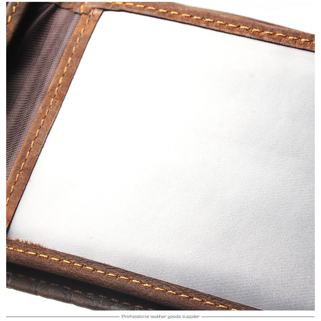Luxury CrocHead Leather Wallet with Card Page