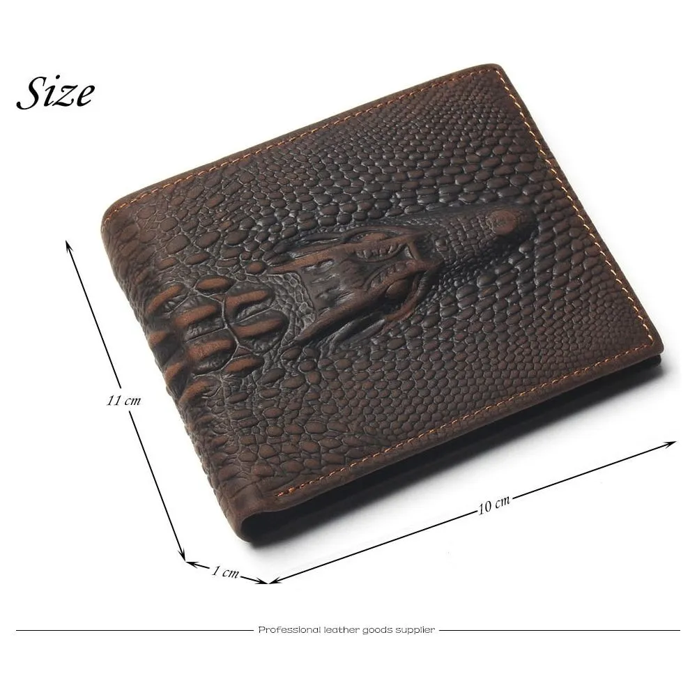 Luxury CrocHead Leather Wallet with Card Page