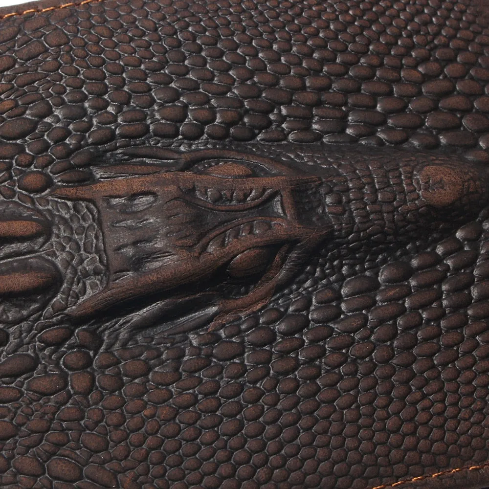 Luxury CrocHead Leather Wallet with Card Page