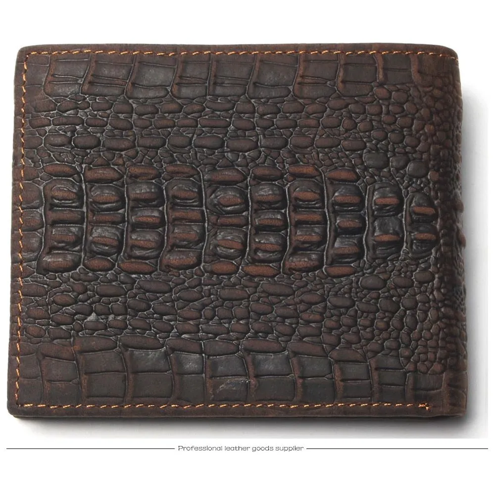 Luxury CrocHead Leather Wallet with Card Page