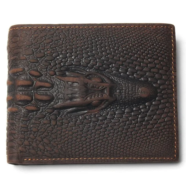 Luxury CrocHead Leather Wallet with Card Page