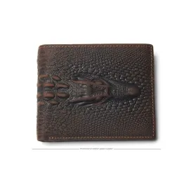 Luxury CrocHead Leather Wallet with Card Page