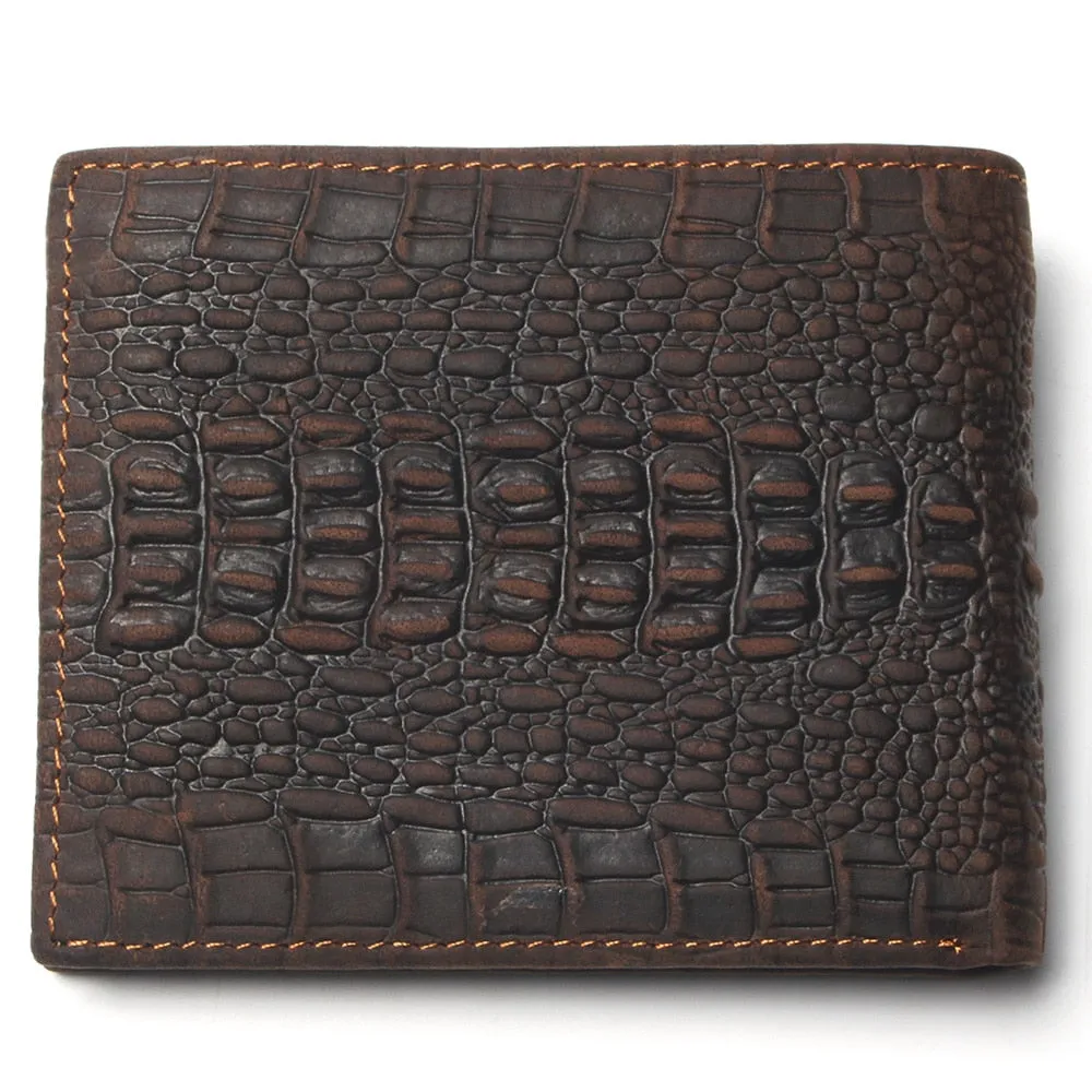 Luxury CrocHead Leather Wallet with Card Page