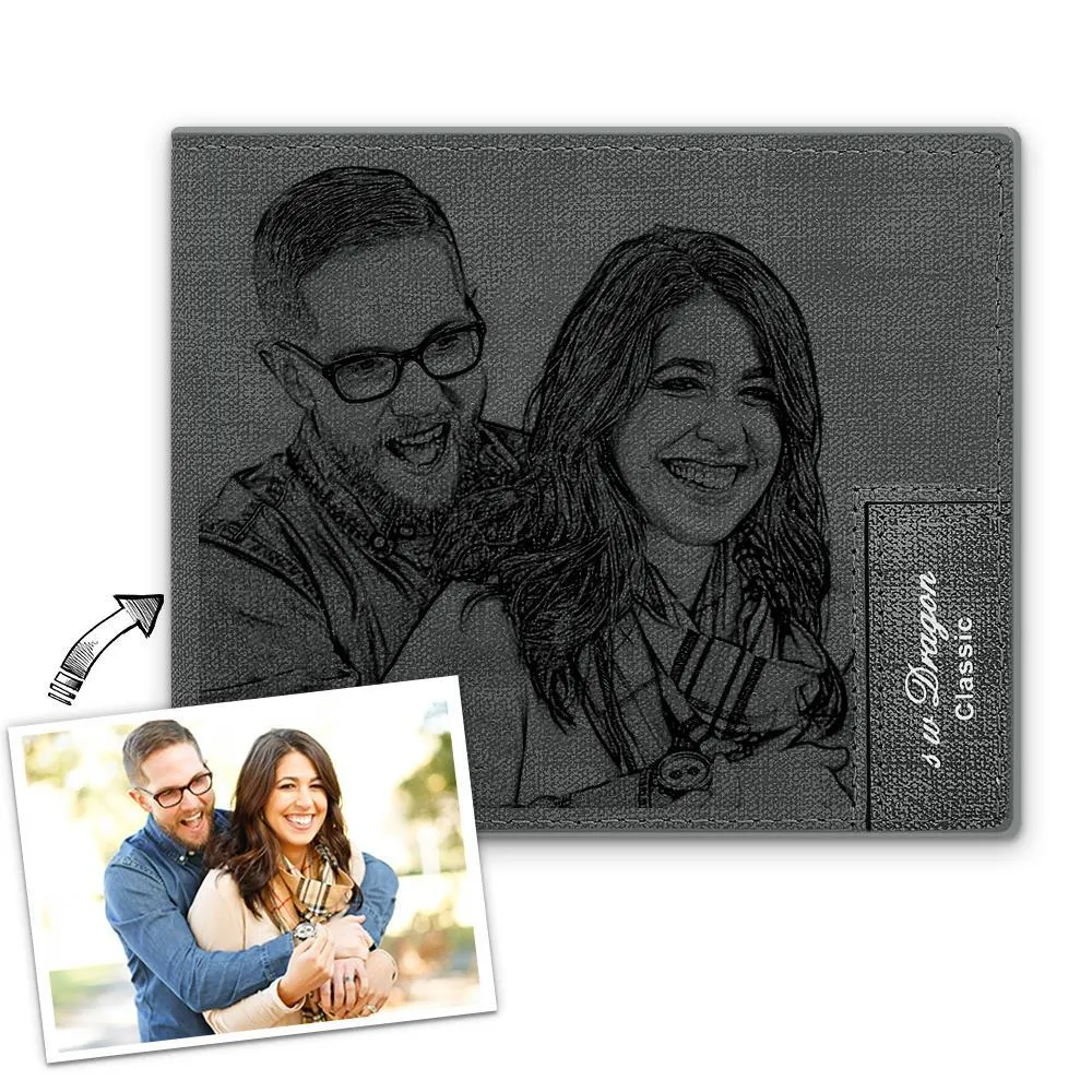 Men's Bifold Short Custom Photo Wallet Black