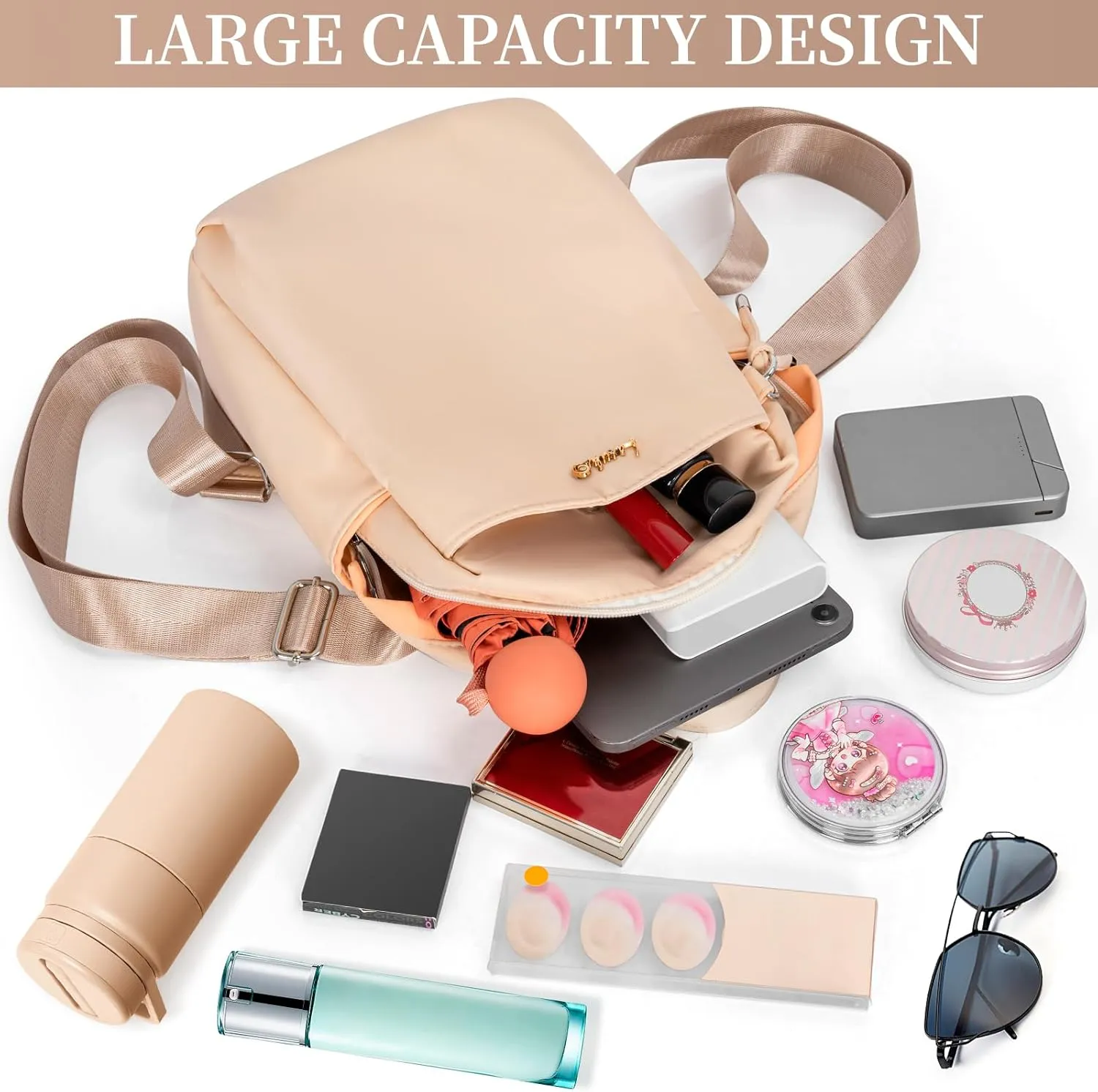 Mini Backpack, Small Lightweight Travel Purse, Waterproof Daily Backpack Purses, Orange
