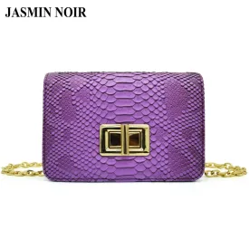 New Design Women Cross Body Bag PU Leather Chain Shoulder Bag Serpentine Pattern Small Messenger Bag Flap With Silver Color