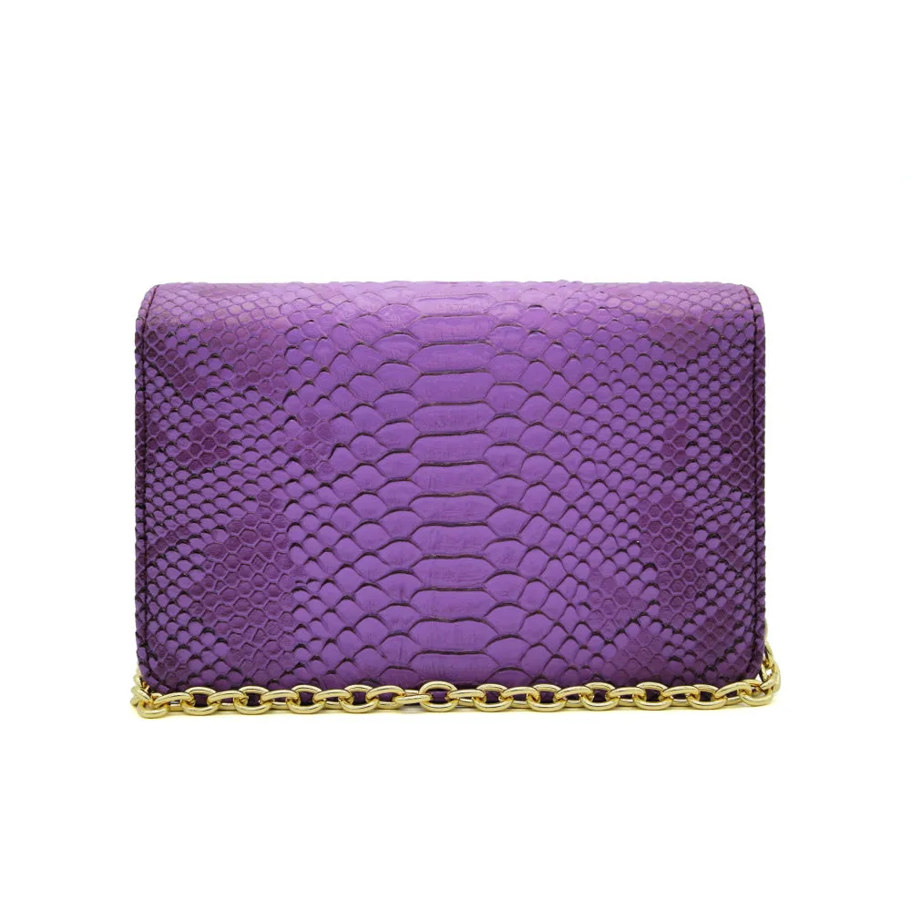 New Design Women Cross Body Bag PU Leather Chain Shoulder Bag Serpentine Pattern Small Messenger Bag Flap With Silver Color