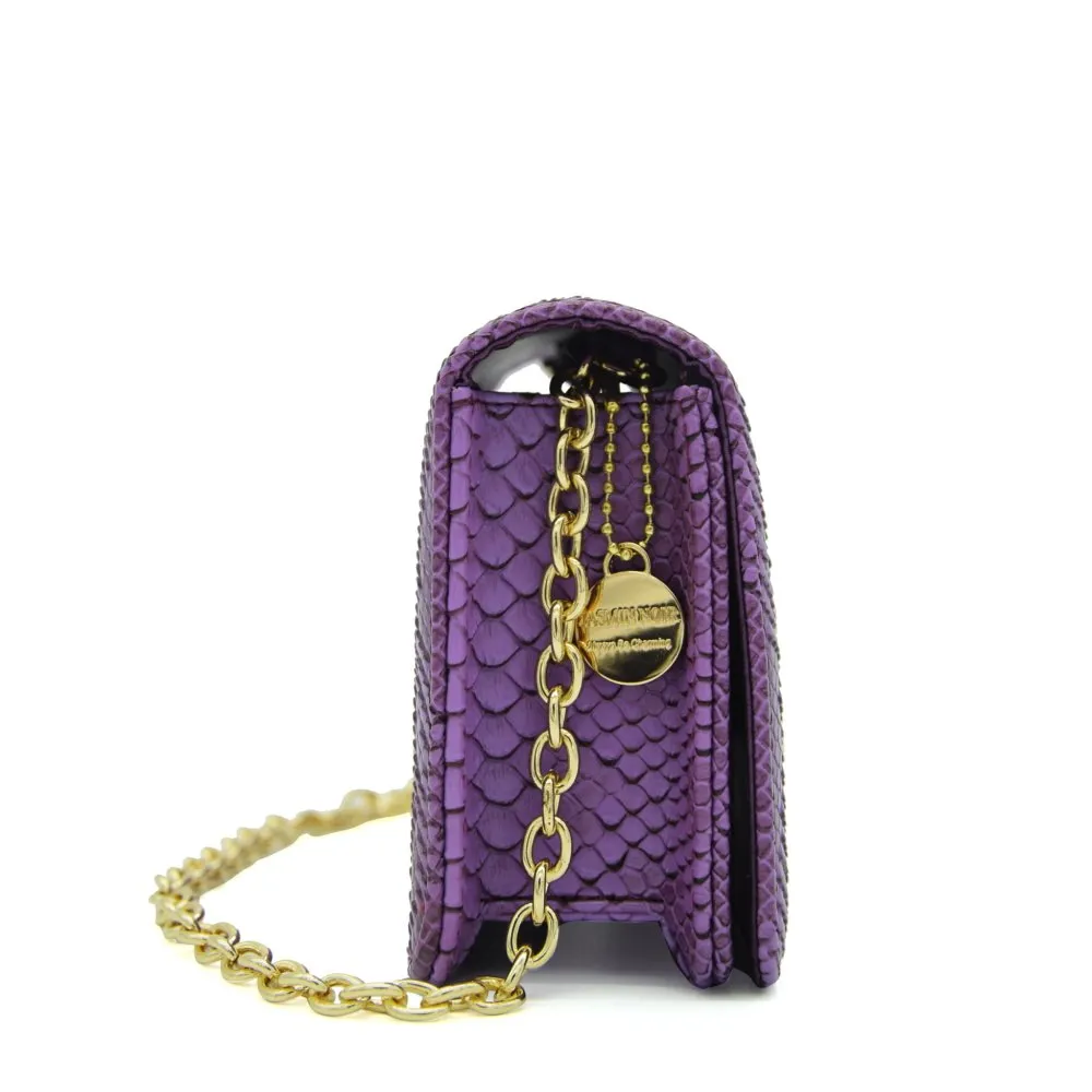 New Design Women Cross Body Bag PU Leather Chain Shoulder Bag Serpentine Pattern Small Messenger Bag Flap With Silver Color