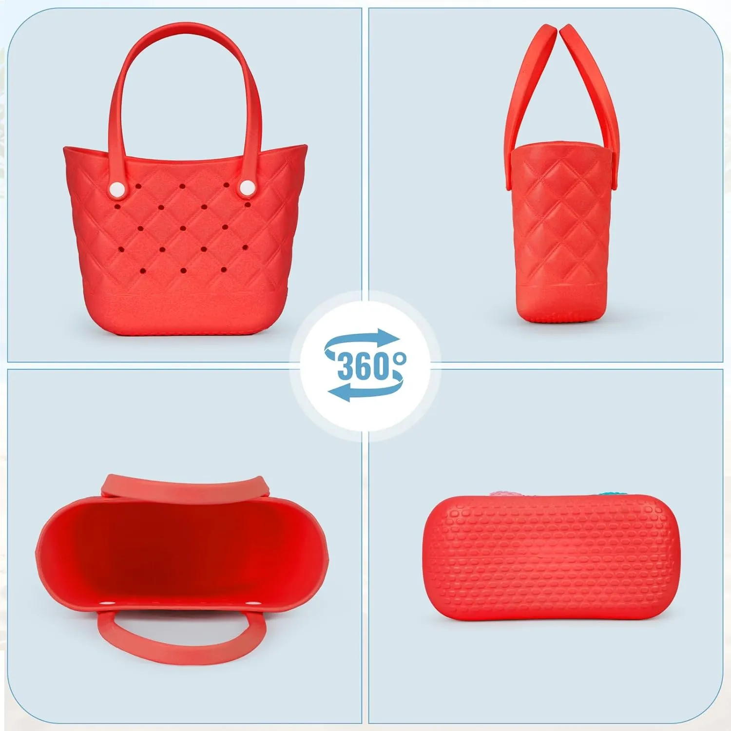 Small Rubber Tote Bag with 5 Charms Cute Beach Tote Small Rubber Bags for Women
