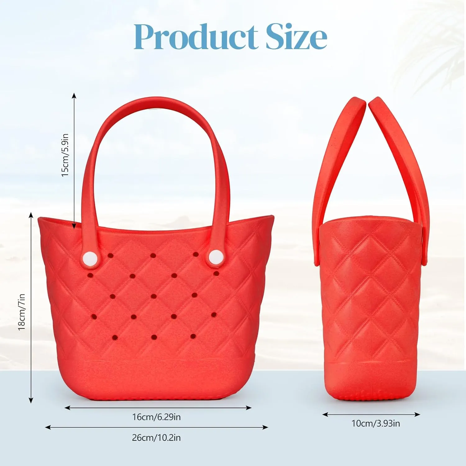 Small Rubber Tote Bag with 5 Charms Cute Beach Tote Small Rubber Bags for Women