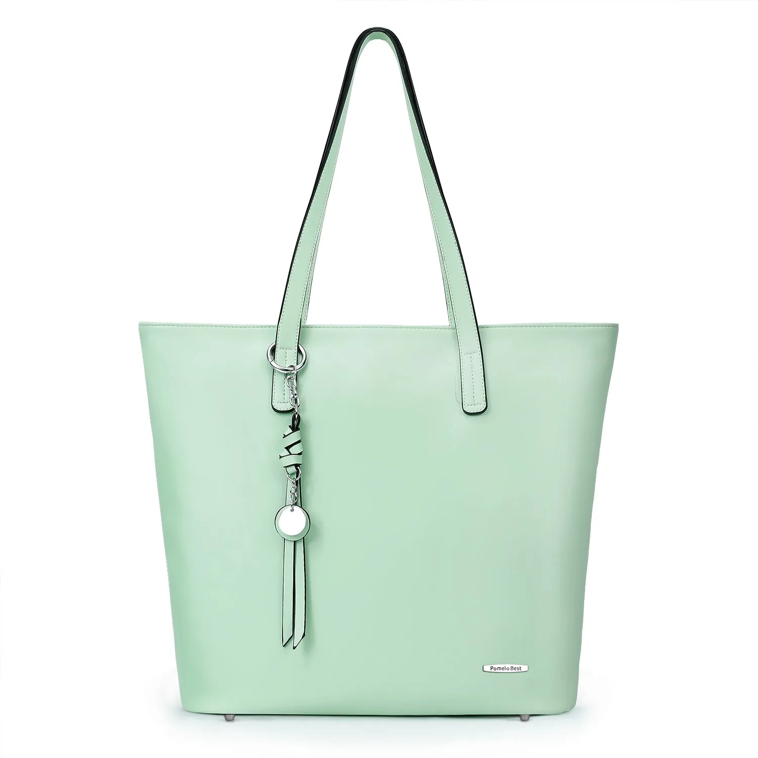 Soft Faux Leather Tote for Women with Large Zipper Compartment