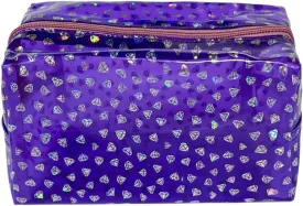 TotePrint Portable Waterproof Makeup Bag for Travel,Diamond solid color Makeup Bags with Zipper Pen Pouch (purple)