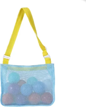UTTPLL Colorful Mesh Beach Bag Adjustable Kids Quick Dry Net Tote for Seashell Collecting Sand Toy Swimming Accessories