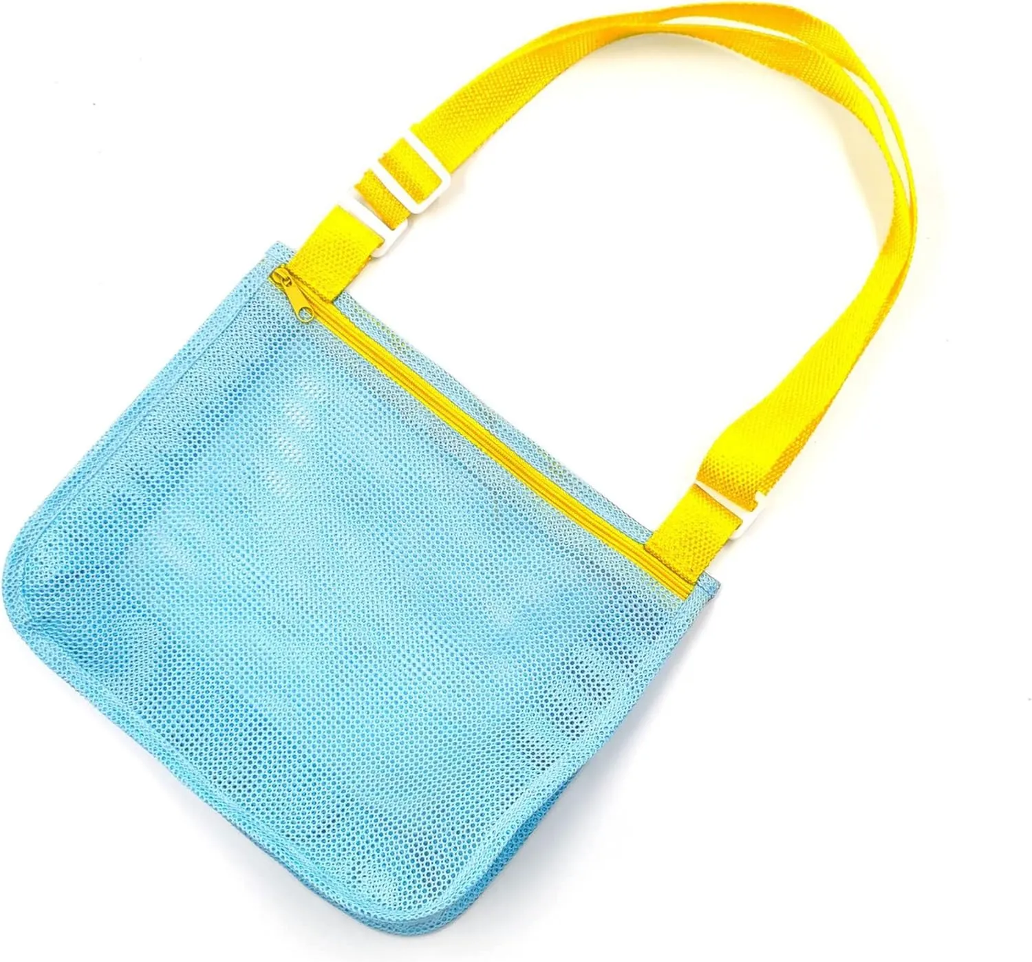 UTTPLL Colorful Mesh Beach Bag Adjustable Kids Quick Dry Net Tote for Seashell Collecting Sand Toy Swimming Accessories
