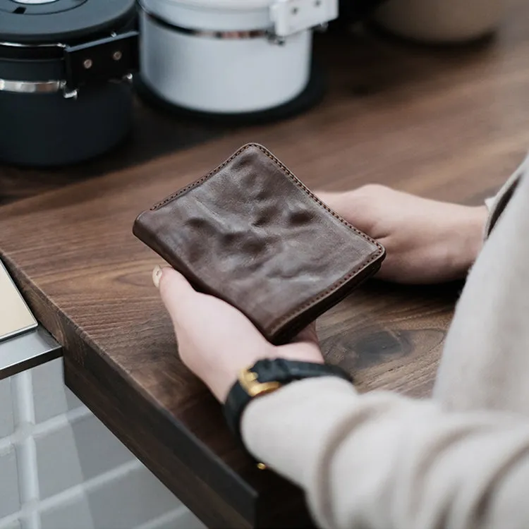 Vintage Ladies Credit Card Wallet Brown Short Leather Wallet For Women
