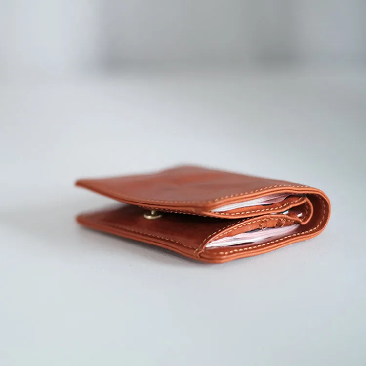 Vintage Ladies Credit Card Wallet Brown Short Leather Wallet For Women