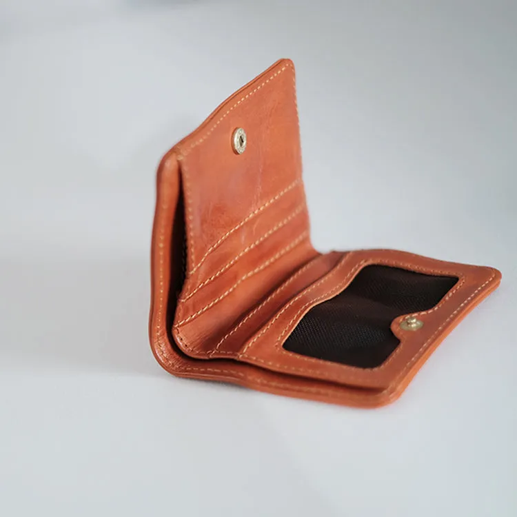 Vintage Ladies Credit Card Wallet Brown Short Leather Wallet For Women