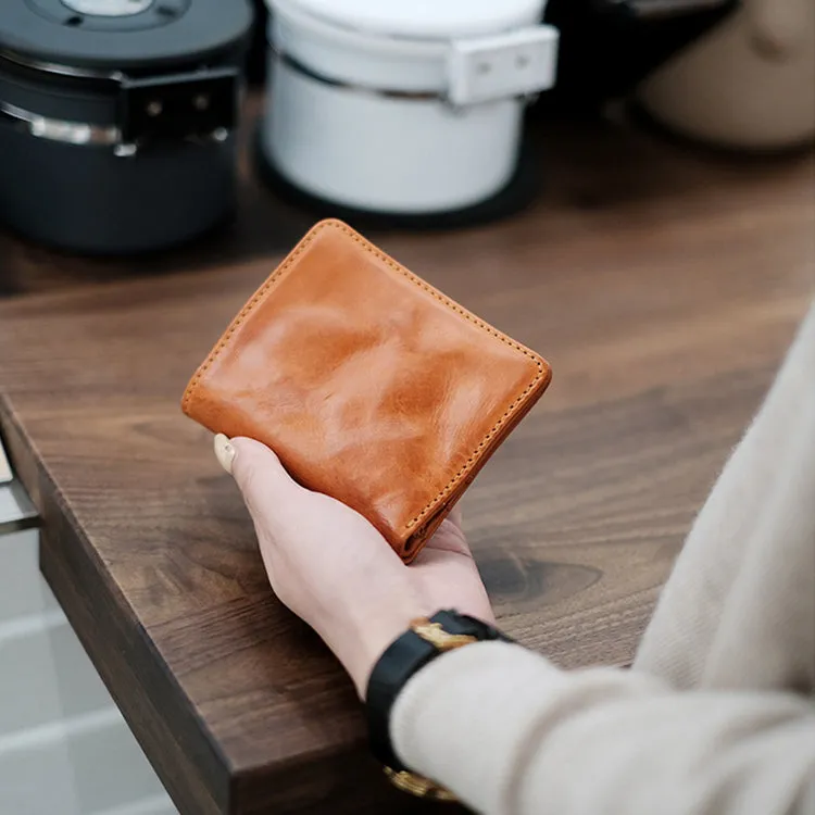 Vintage Ladies Credit Card Wallet Brown Short Leather Wallet For Women