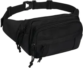 WATERFLY Fanny Pack Waist Packs: Crossbody Belt Bag Fanny Packs for Women Men with 5 Zipper Pockets Adjustable Strap Waist Bag Hip Pack for Traveling Cycling Running Hiking