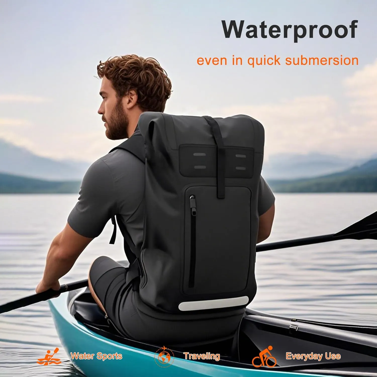 Waterproof BackpackHeavy Duty Hiking Backpack35/55/85L dry bag backpack waterproof for MenRoll-Top Closurefor Kayaking, Travel, Hiking, Fishing, Camping, Motorcycles (black, 35L)
