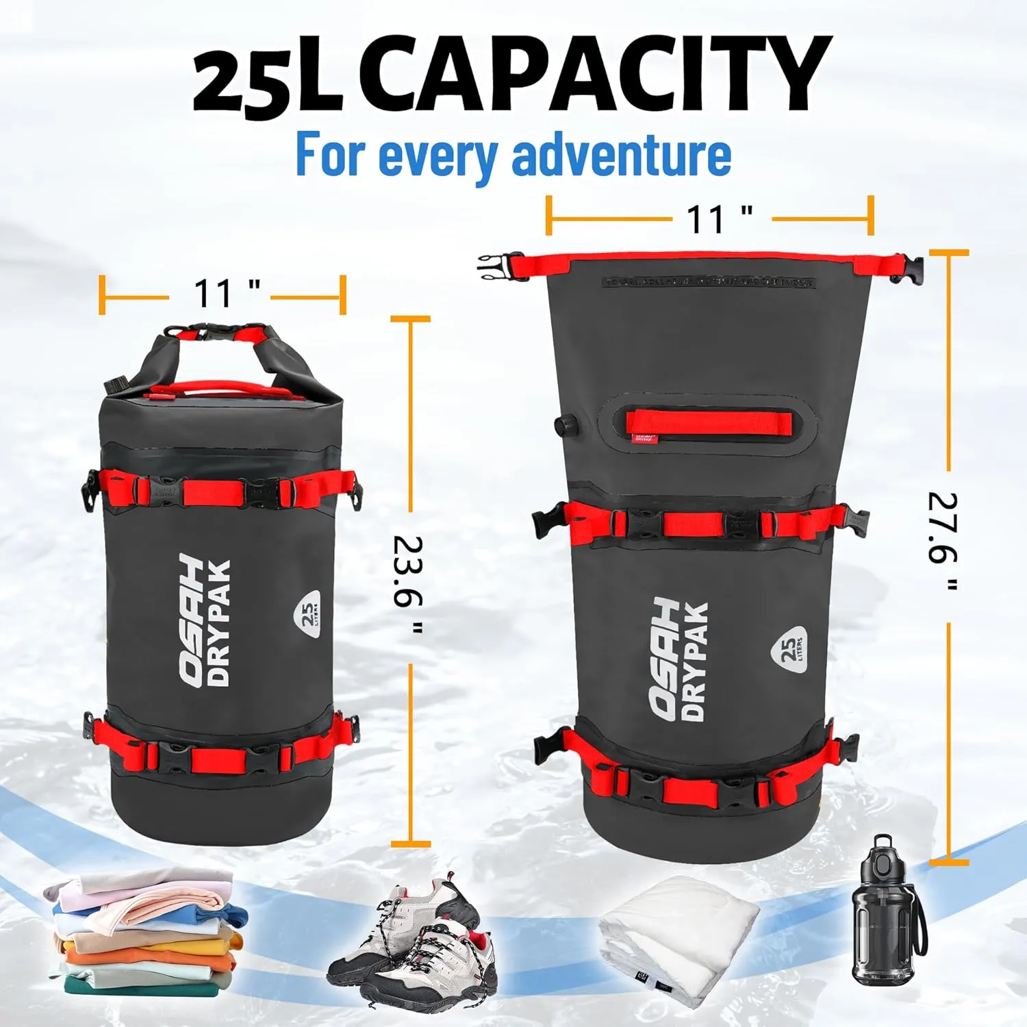 Waterproof Dry Bag - Motorcycle Luggage Tail Bag with Straps for Back Seat, Roll Top Lightweight Waterproof Backpack Sack for Travel, Swimming, Boating, Kayaking, Camping and Beach